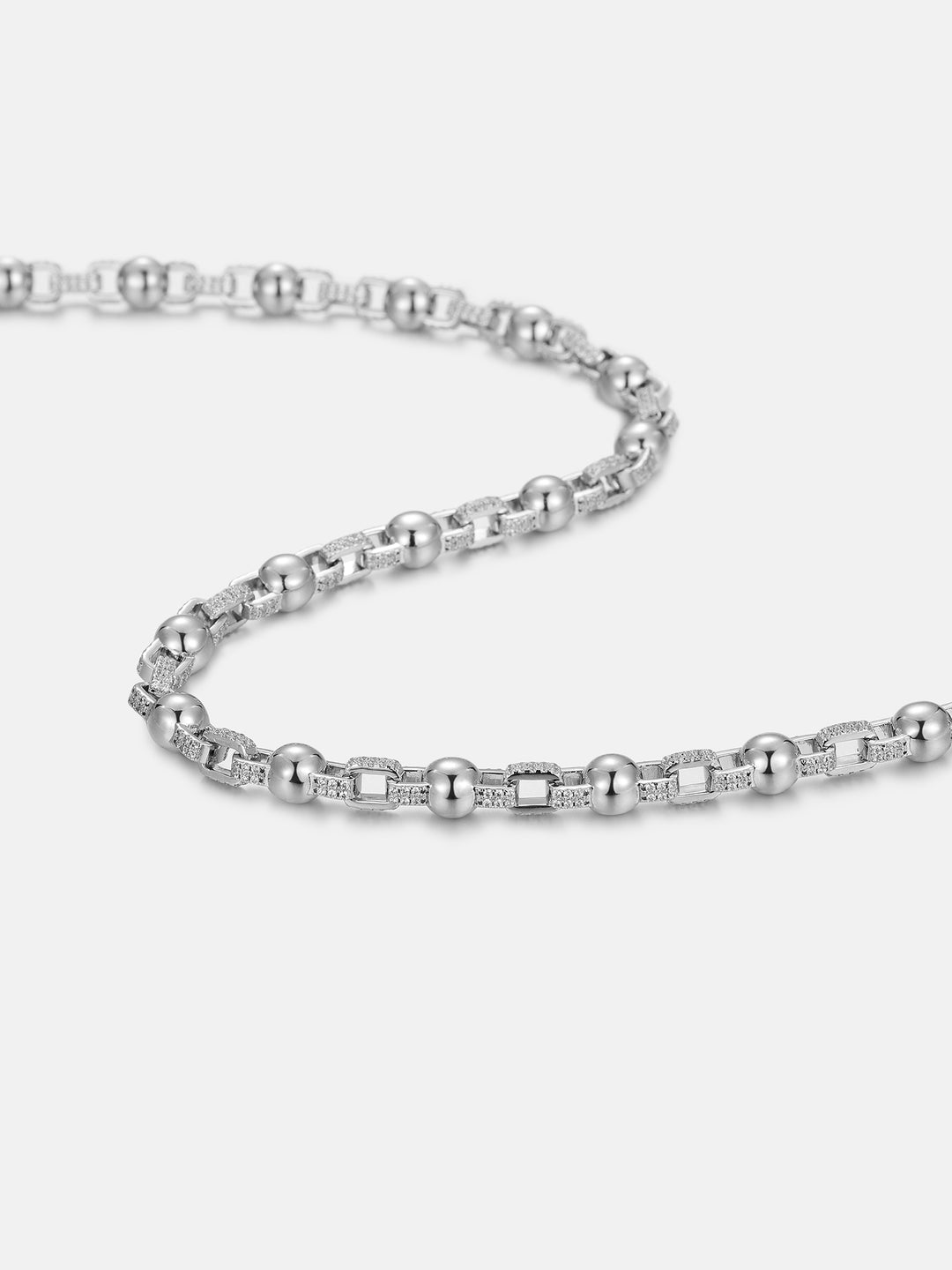 7mm Plain Round Ball Moissanite Rolo Chain Or Bracelet