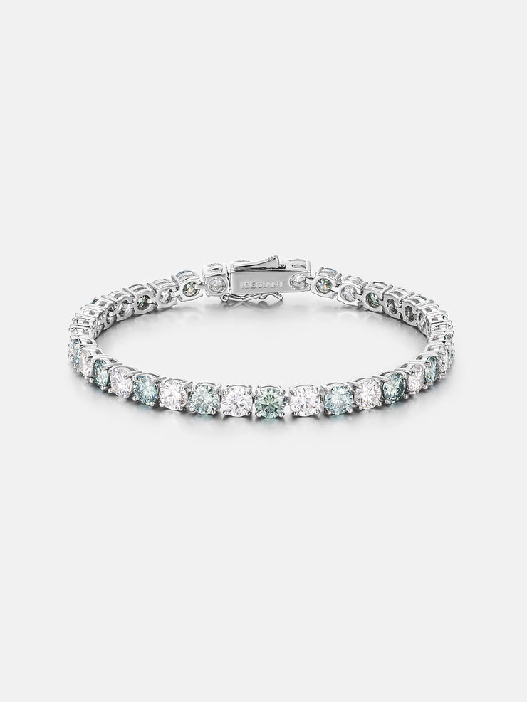 Blue & White Moissanite Tennis Bracelet