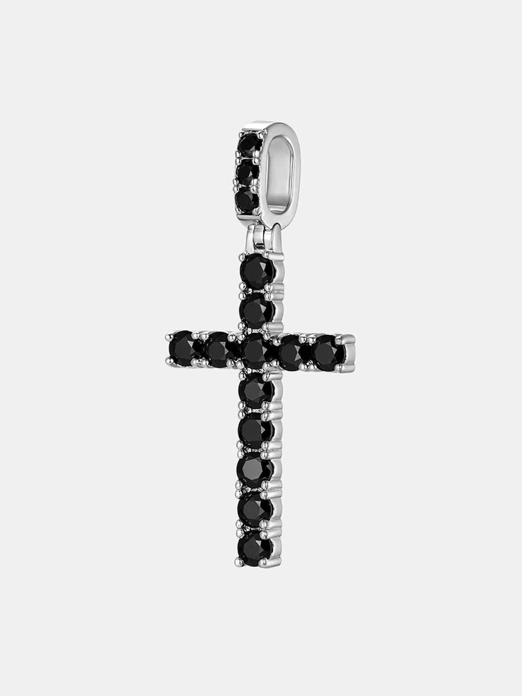 925 Sterling Silver Black Moissanite Cross Pendant