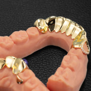 3 CROWN LION TEETH W BOTTOM OPEN FRAME GRILLZ