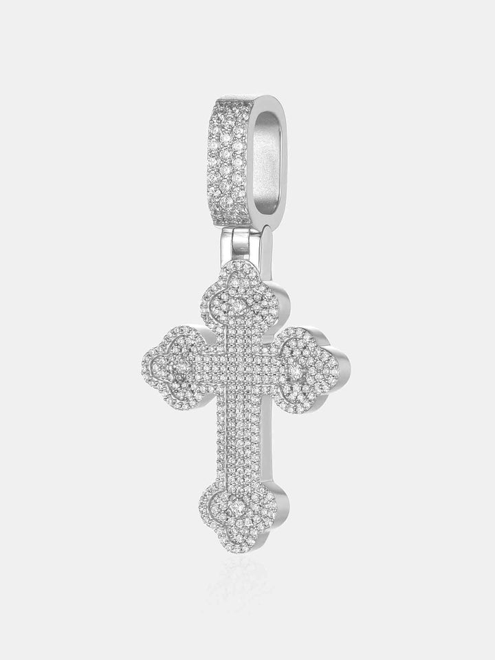 S925 Moissanite Flower Bud Cross Pendant