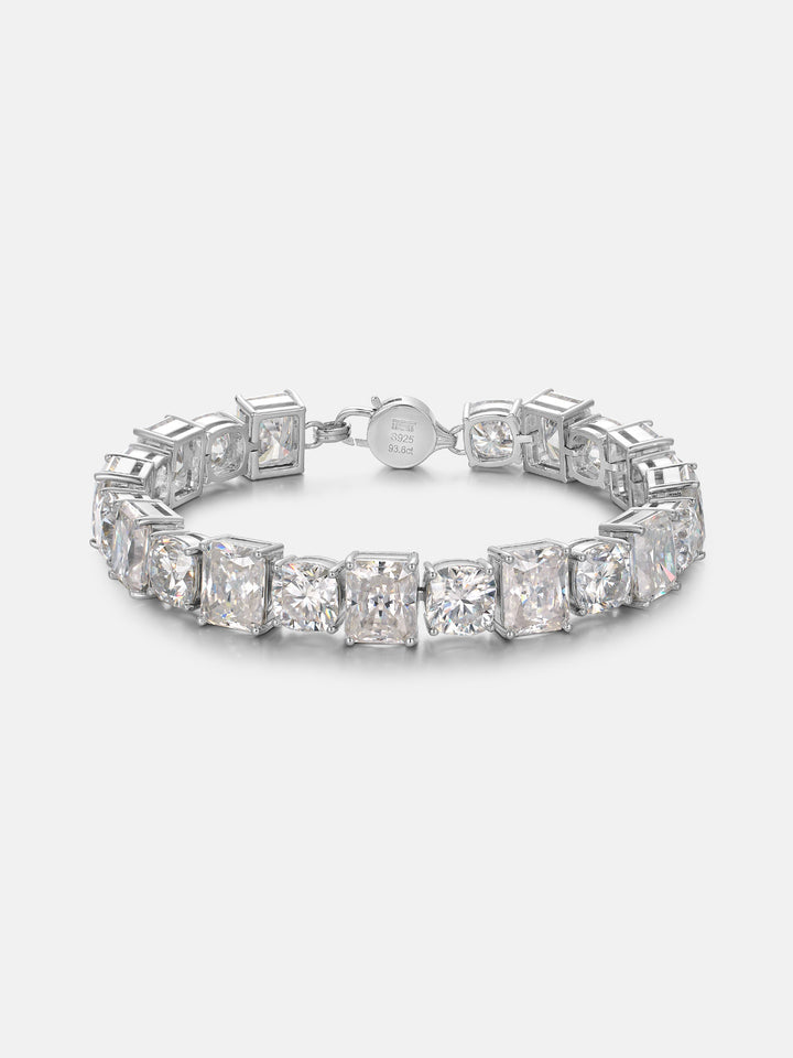 11MM Round & Baguette Moissanite Tennis Bracelet Or Chain