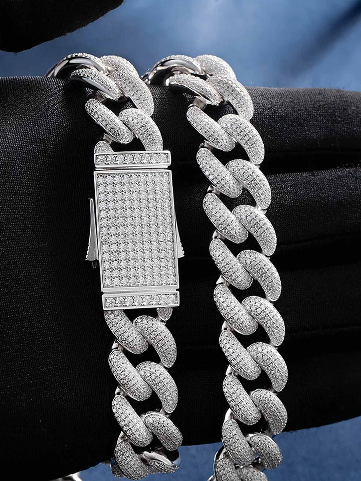 15mm Four Row Moissanite Cuban Link