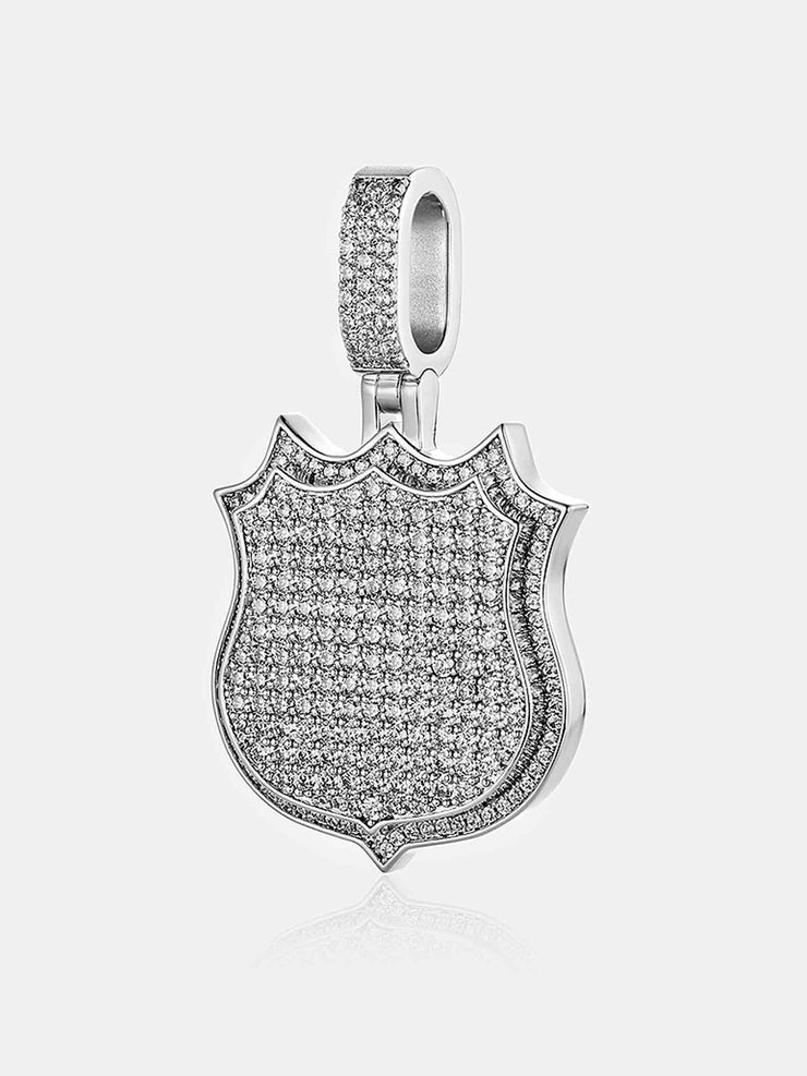 925 Sterling Silver Moissanite Shield Pendant
