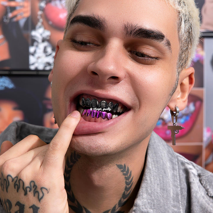 Death Row Skull & Purple Titanium Grillz