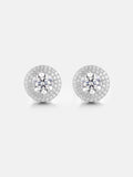 Double Halo Round Cut Moissanite Earrings-2.4 Carat Total