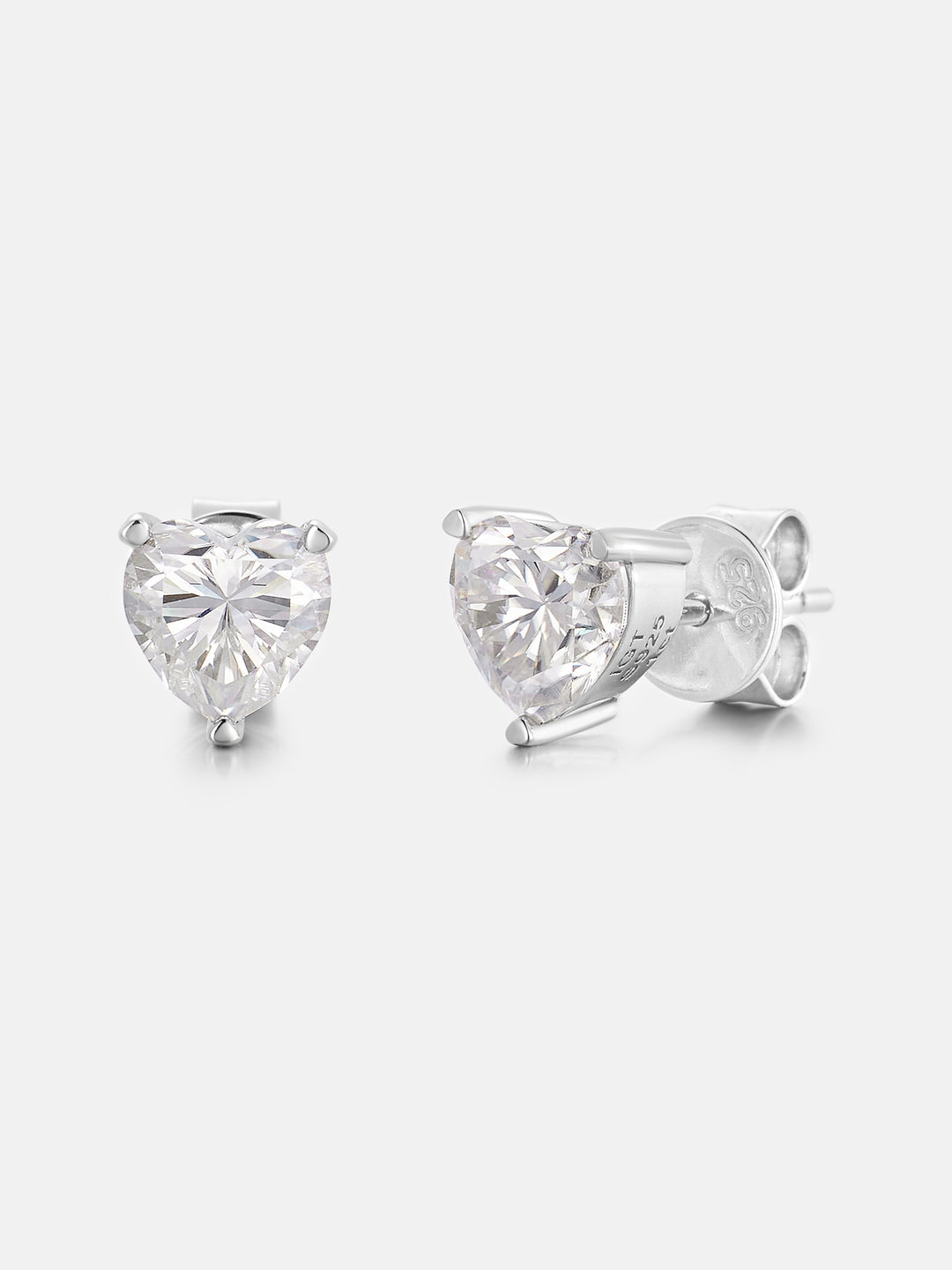 S925 Moissanite Heart Shaped Stud Earrings - 2 Carat Total
