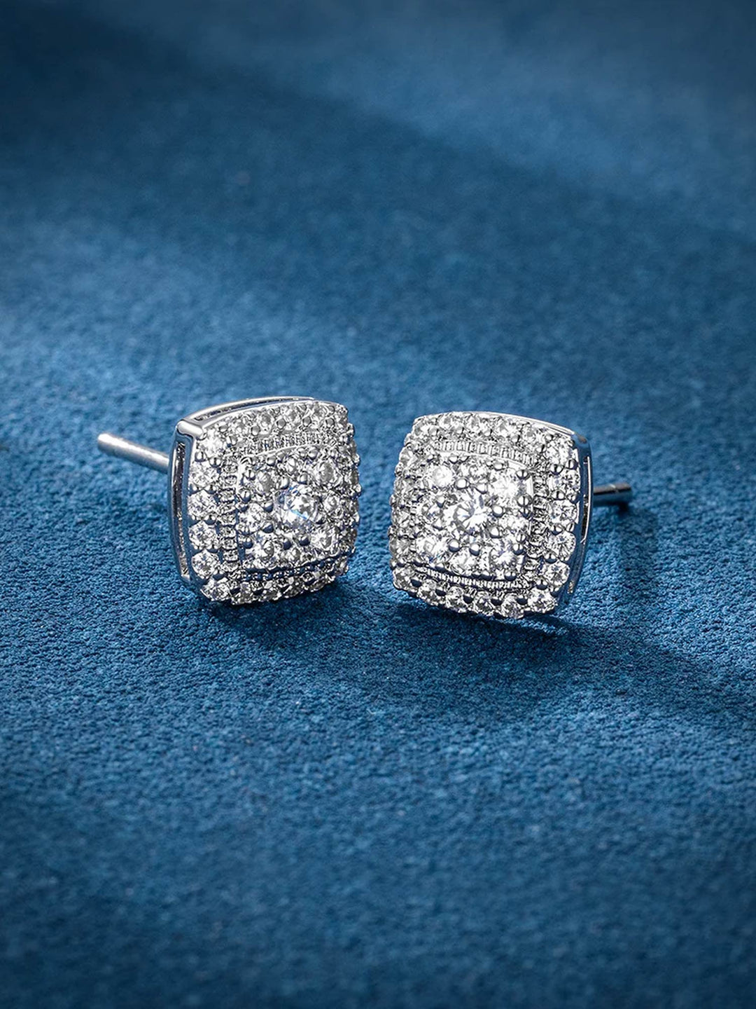 Moissanite Square Cluster Stud Earrings