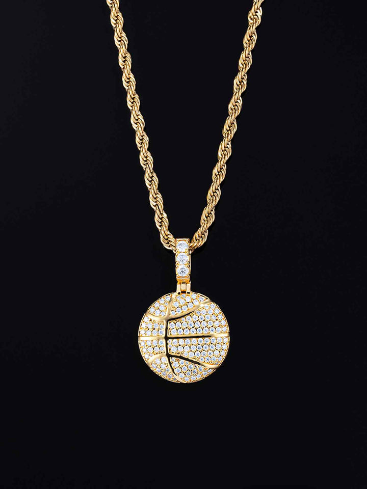 925 Sterling Silver Moissanite Basketball Pendant 1.2ct