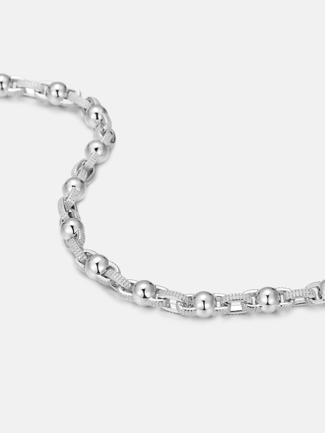 8mm Moissanite Round Ball Rolo Chain