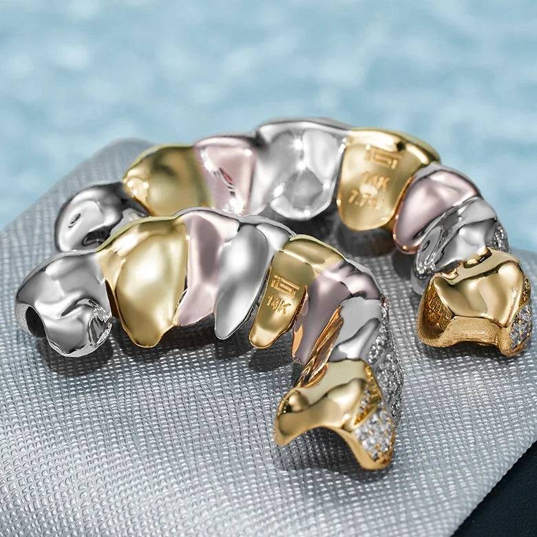 CUSTOM TRI-COLORED DIAMOND GRILLZ