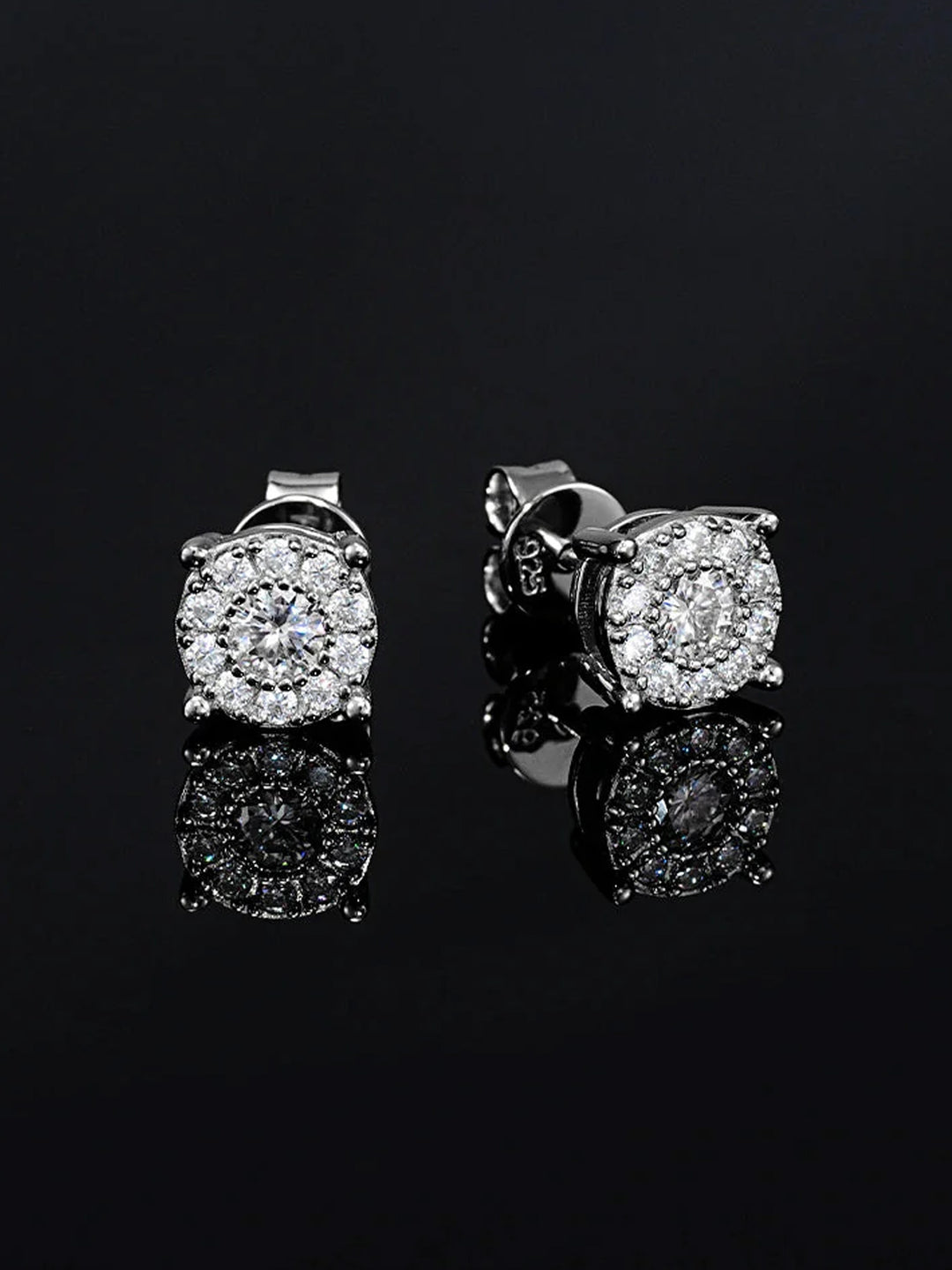 Solid Gold Moissanite Cluster Solitaire Earrings