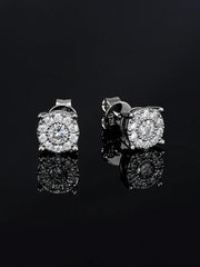 Solid Gold Moissanite Cluster Solitaire Earrings