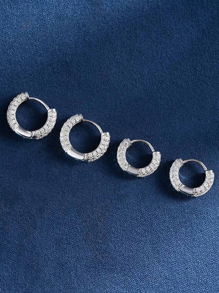 925 Sterling Silver Moissanite Hoop Earrings