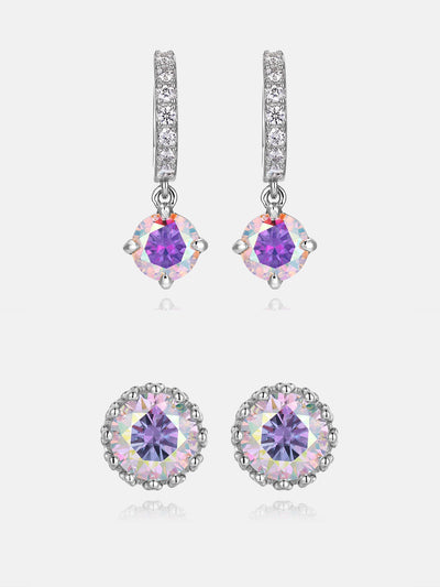 $139 Get Total Two Pairs Of Rainbow Moissanite Earrings