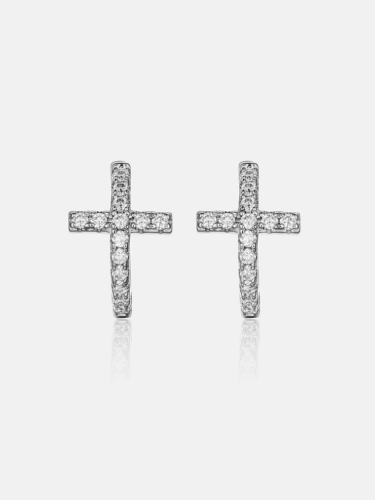 Moissanite Cross Hoop Errings