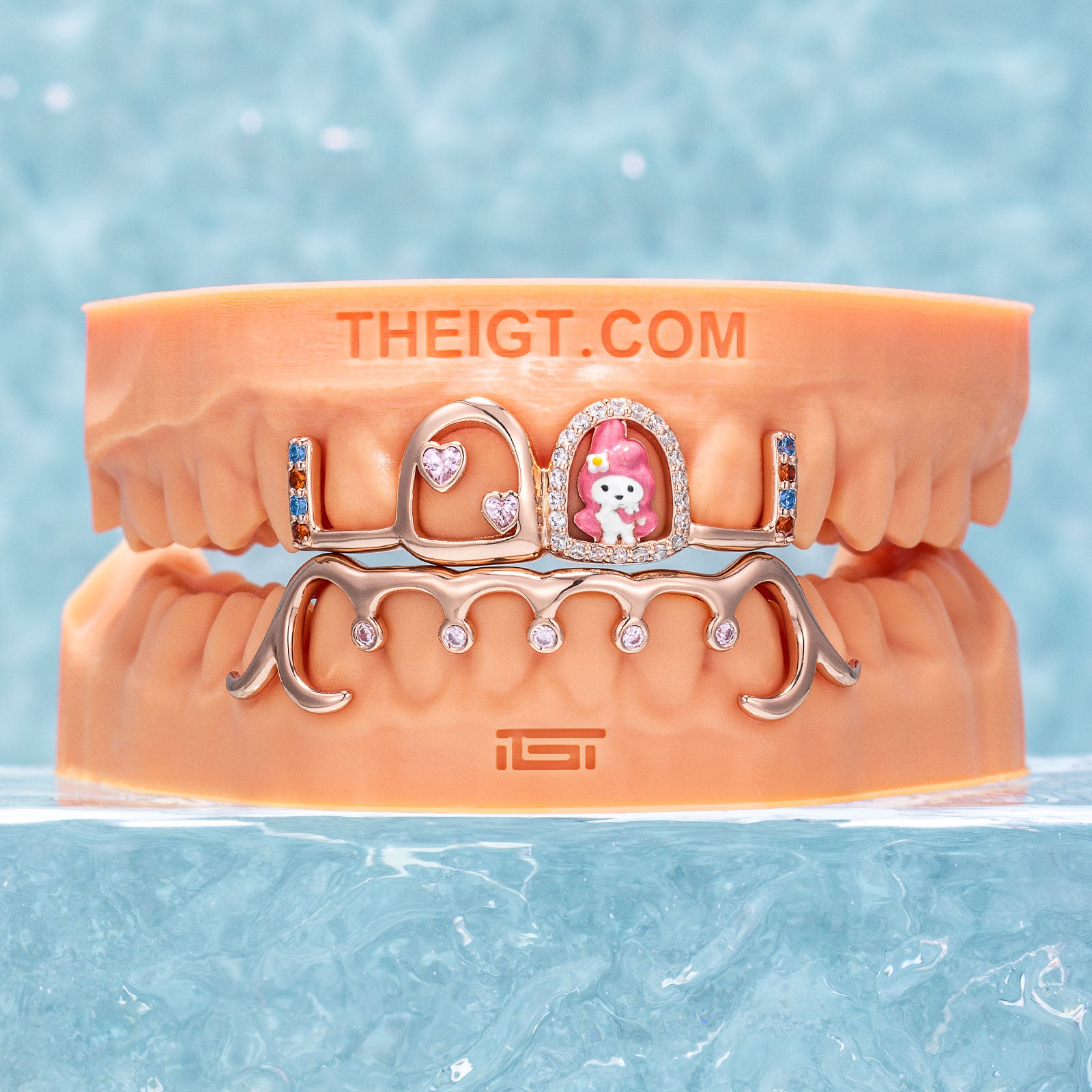 Enamel & Moissanite Pink Bunny Custom Grillz