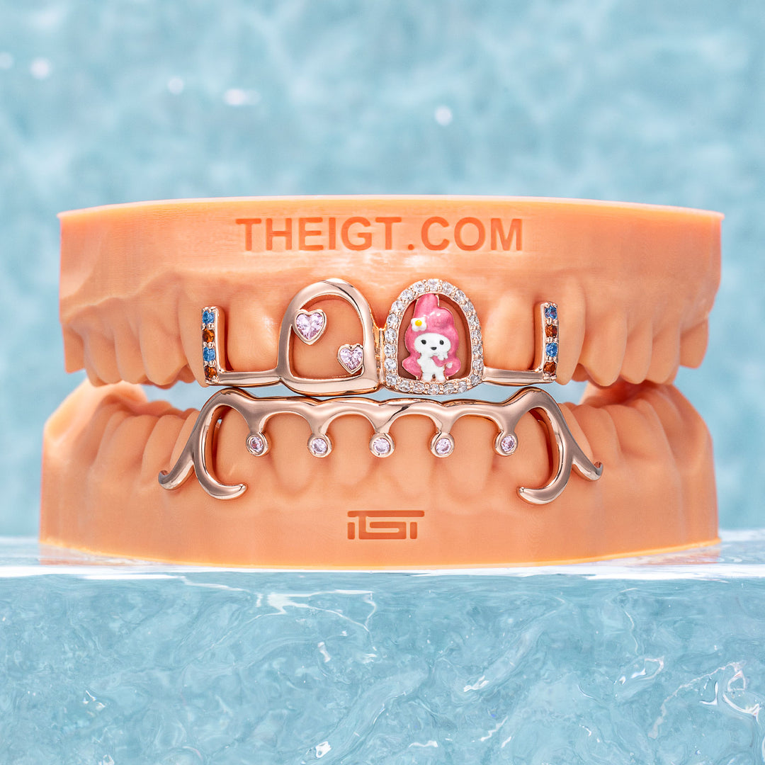 Enamel & Moissanite Pink Bunny Custom Grillz