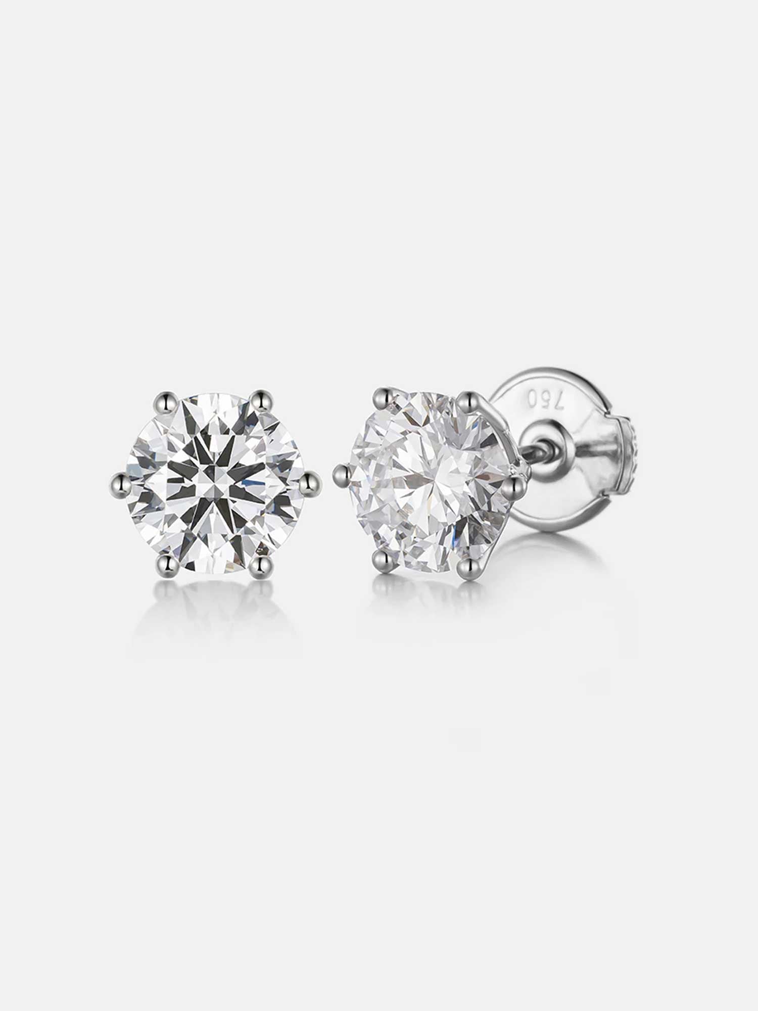 18K Solid Gold Round Cut Lab Diamond Earring