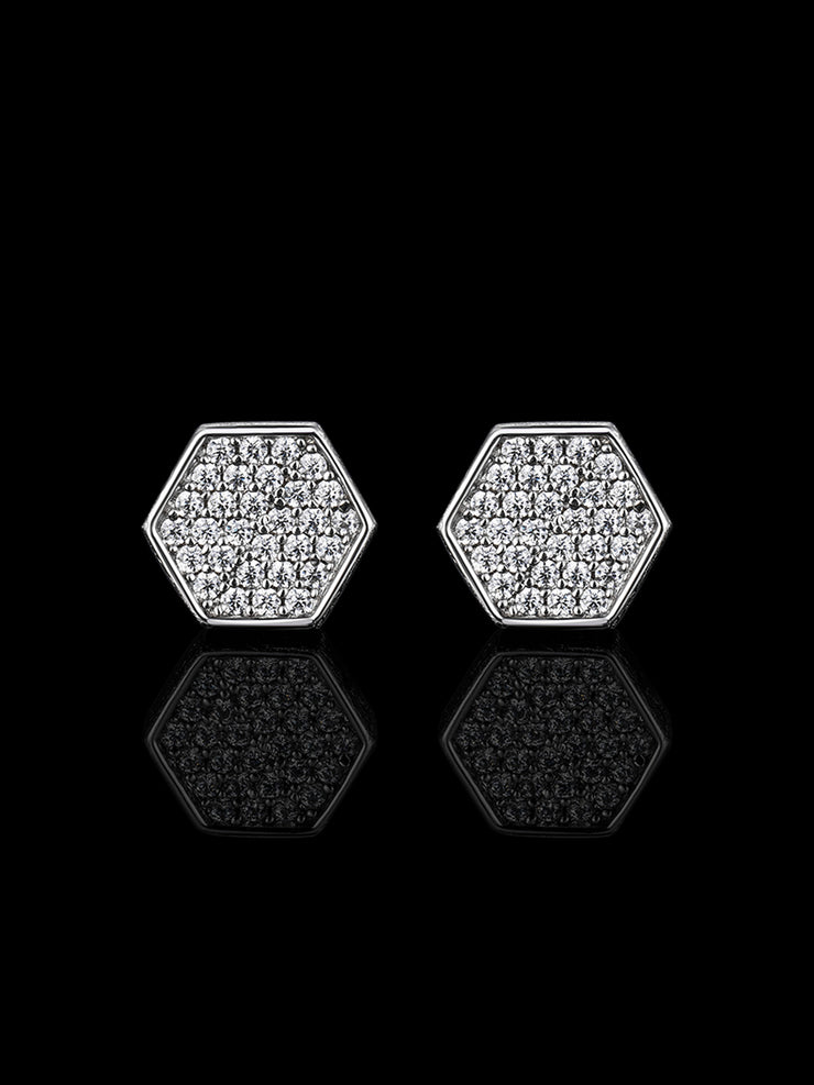 S925 Hexagonal Nut Stud earrings