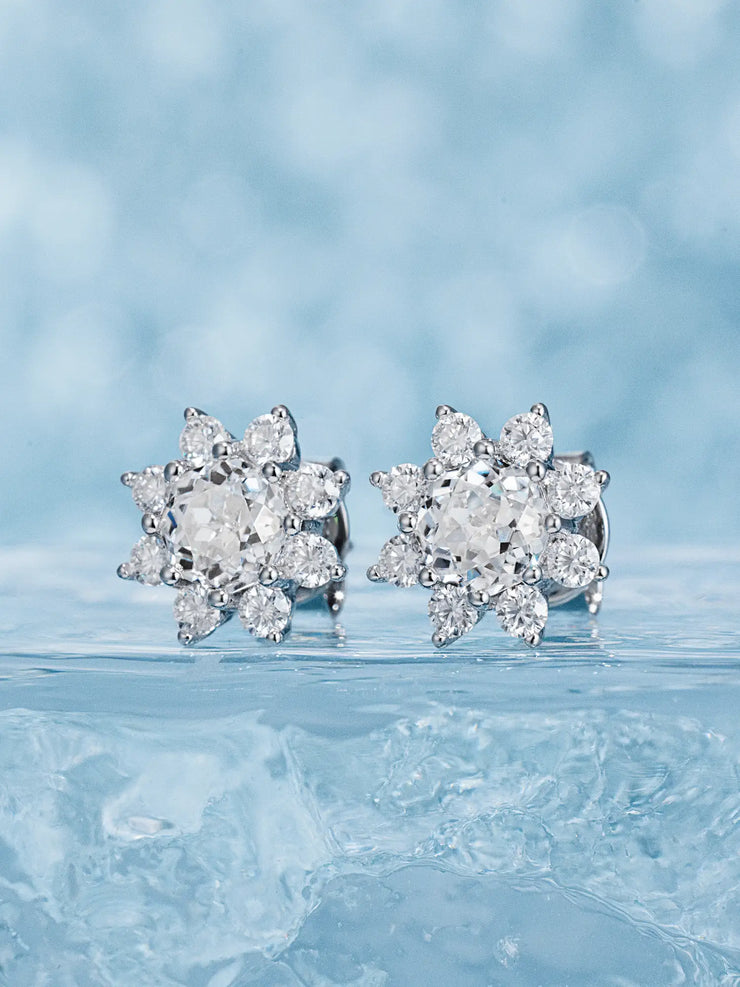 Octagonal Cut Moissanite Petal Shape Earrings