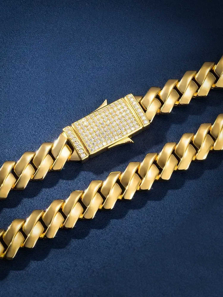 Made To Order 12mm Plain Prong Link Chain with Iced Clasp