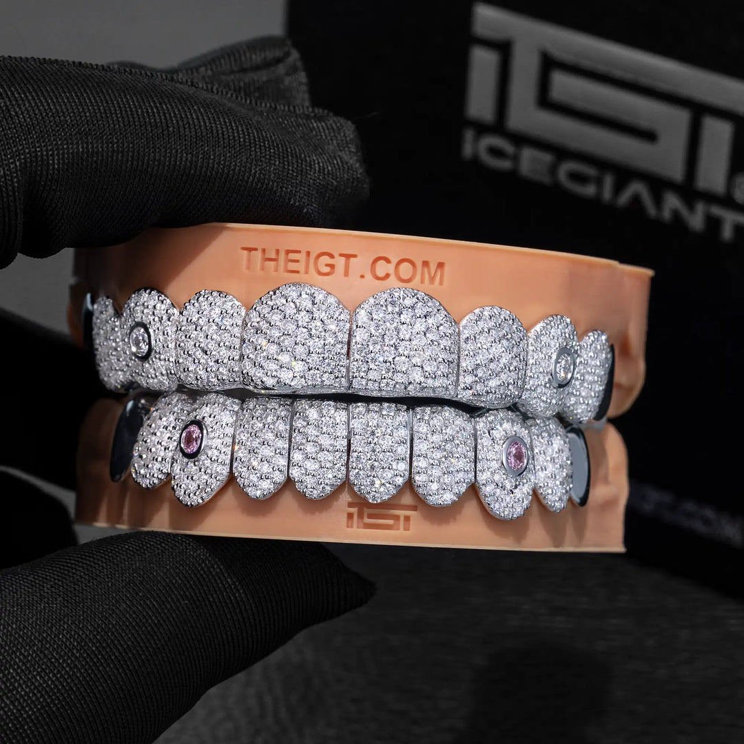 Color Gem On Fang With End Cap Diamond Grillz