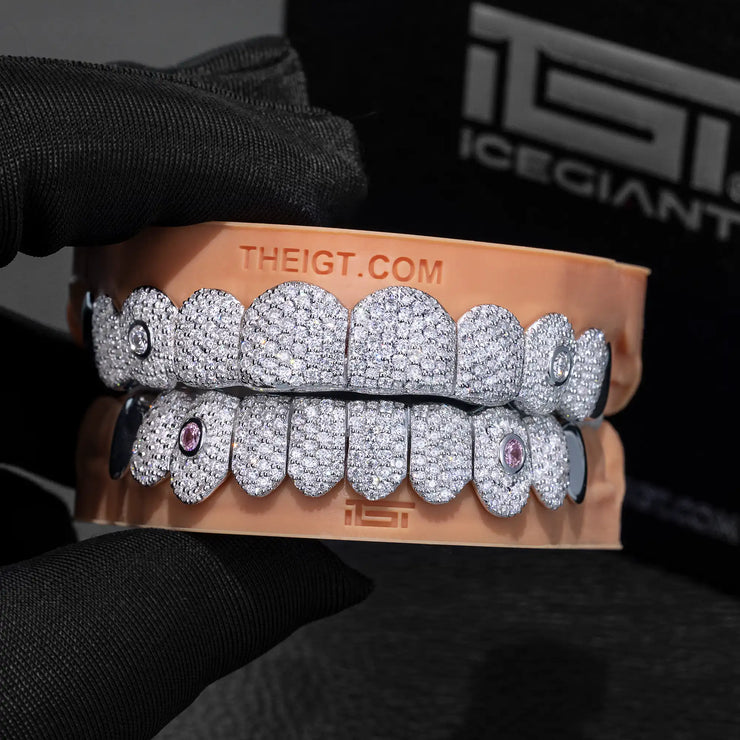 COLOR GEM ON FANG WITH END CAP DIAMOND GRILLZ