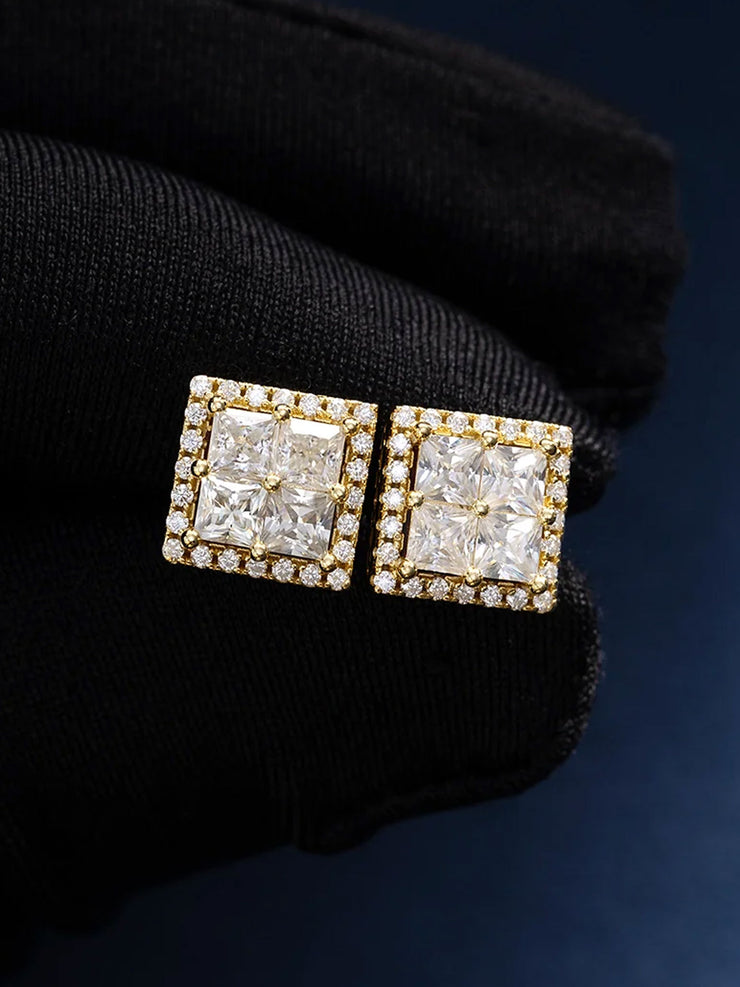 S925 Moissanite Square Earrings