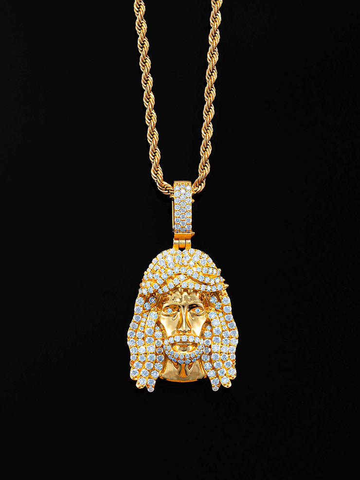 925 Sterling Silver Moissanite Jesus Pendant 3.3ct