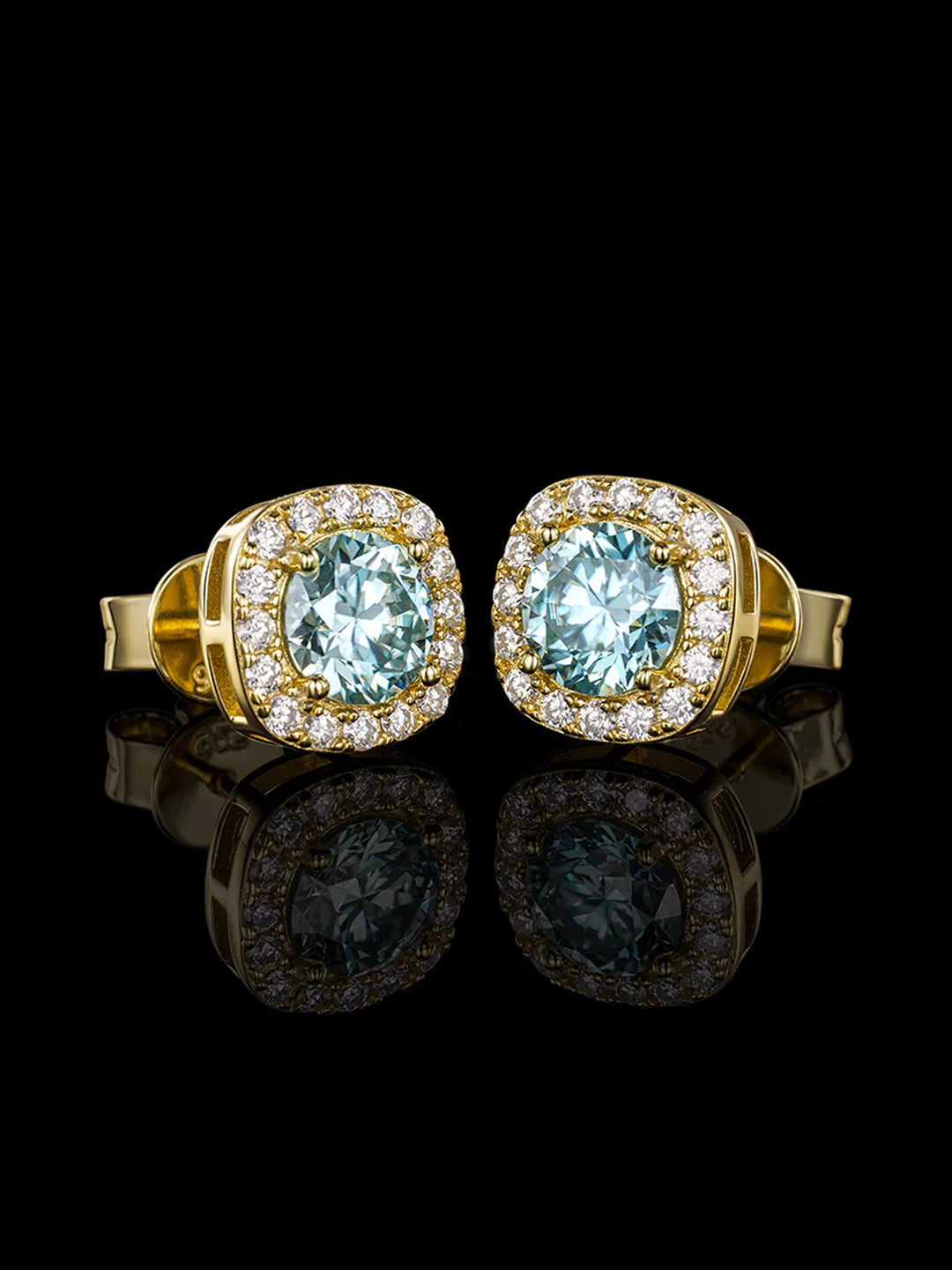 S925 Blue Moissanite Square Stud Earrings - 3.4 Carat Total