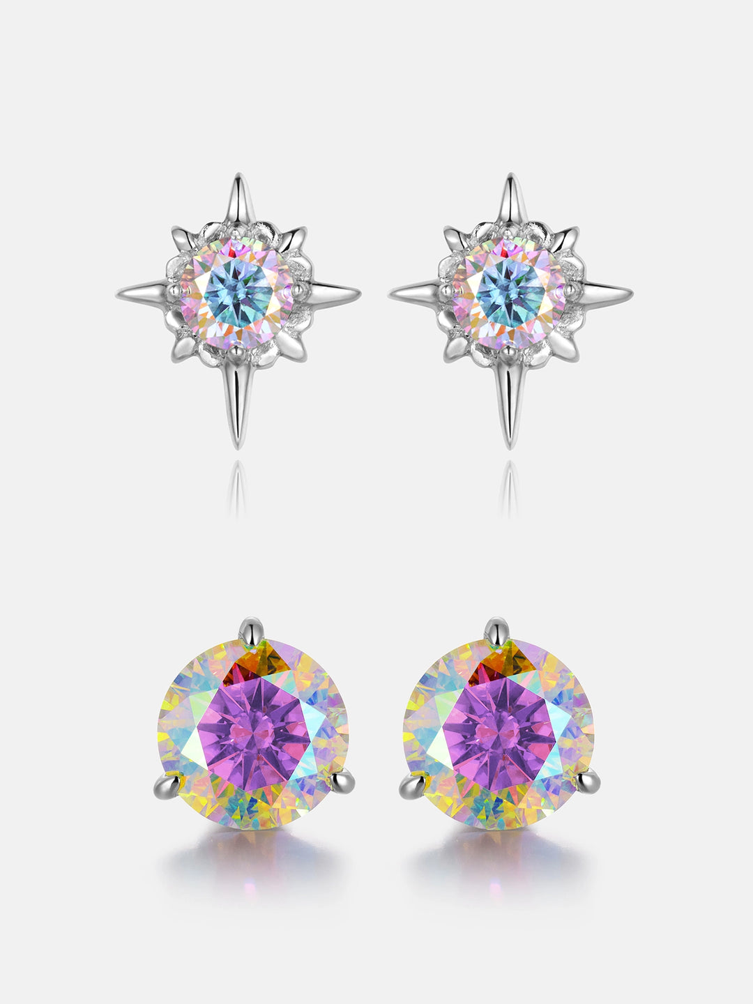 $199 Get Two Pairs Of Rainbow Moissanite Earrings