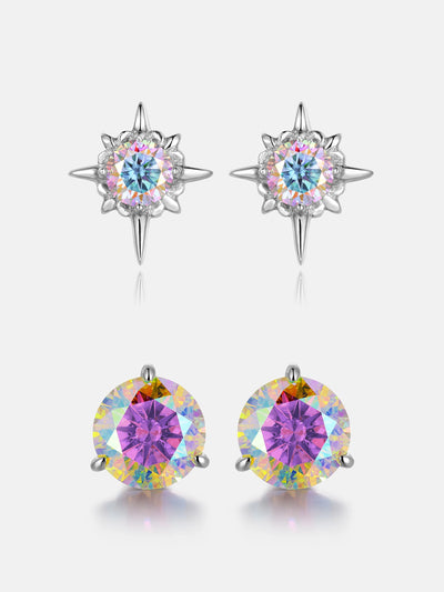 $199 Get Two Pairs Of Rainbow Moissanite Earrings