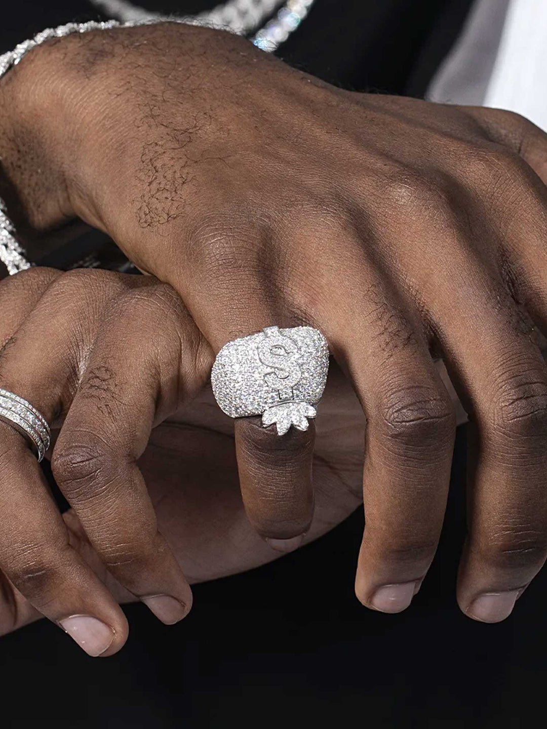 Moissanite Iced Money Bag Ring