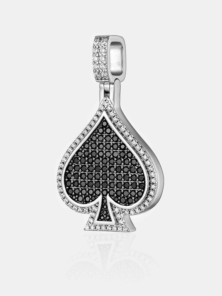 S925 Black Moissanite Spade Pendant