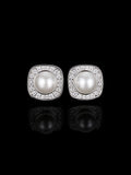 S925 Moissanite & Pearl Square Stud Earrings