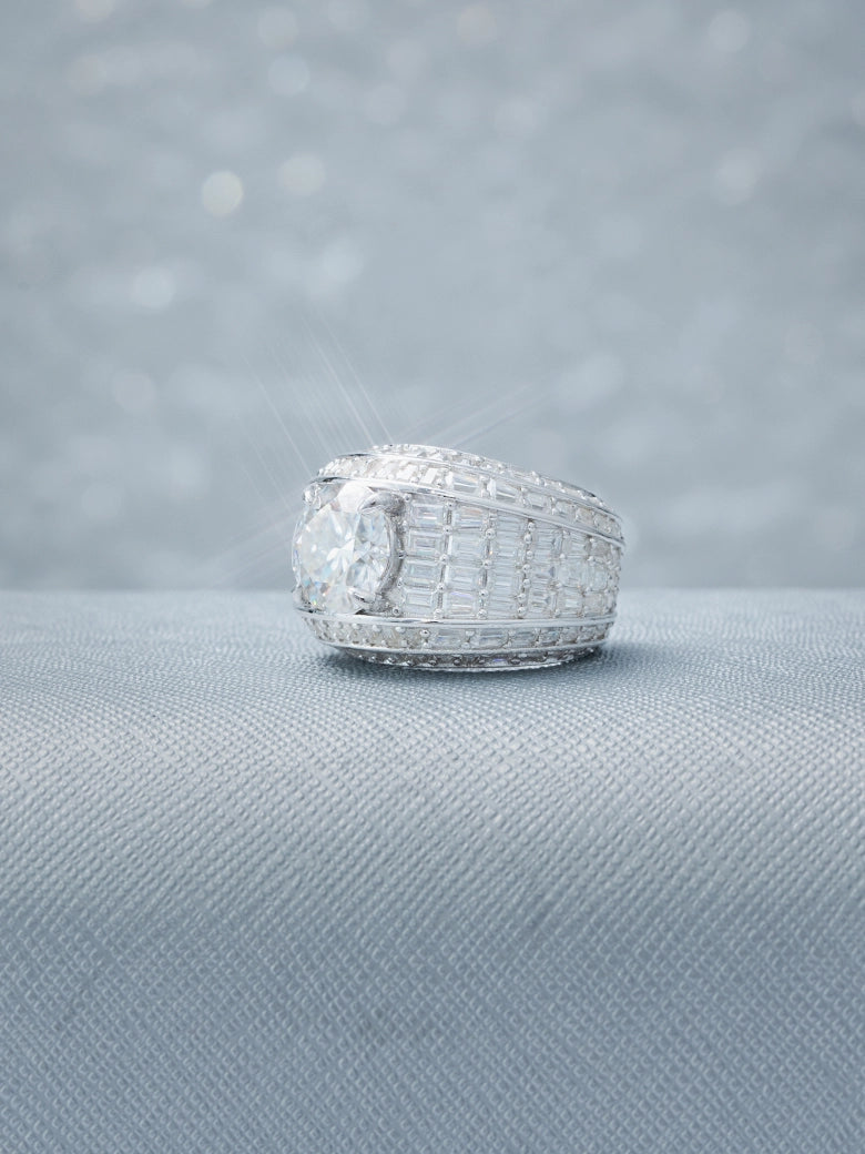Custom 4CT Moissanite & Baguette Cut Ring
