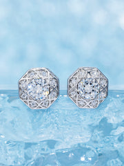 Octagonal Cut Moissanite Atomic Wire Earrings