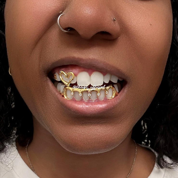 Diamond Heart & Wave Style Grillz