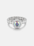 6.5mm Rainbow Moissanite Micro Pave Halo Eternity Ring