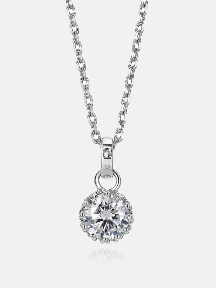 1CT Moissanite Solitaire Adjustable Necklace