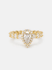 1CT Solitaire Pear Halo Ring With Side Diamonds