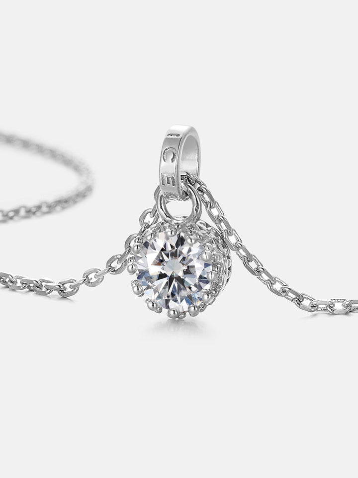 1CT Moissanite Solitaire Adjustable Necklace