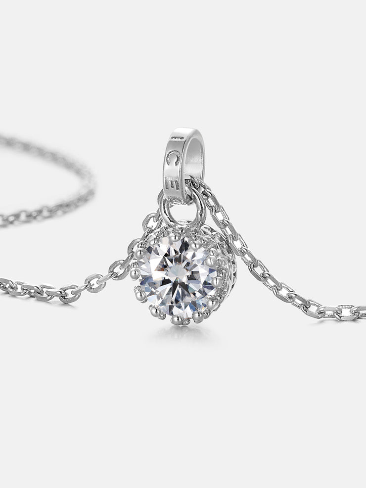 1CT Moissanite Solitaire Adjustable Necklace
