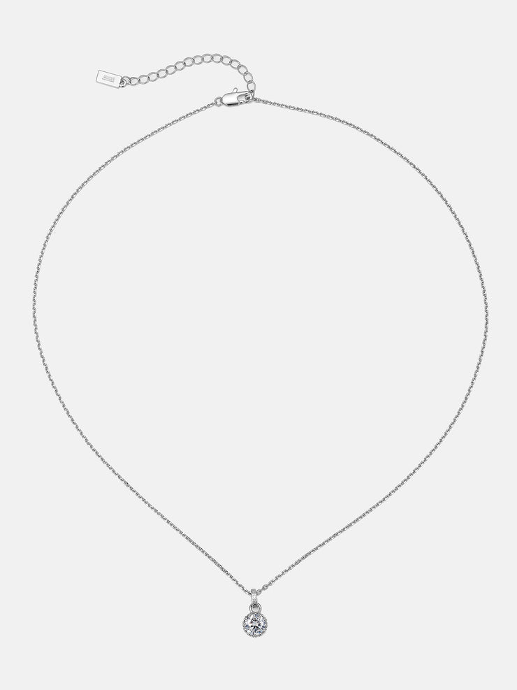 1CT Moissanite Solitaire Adjustable Necklace