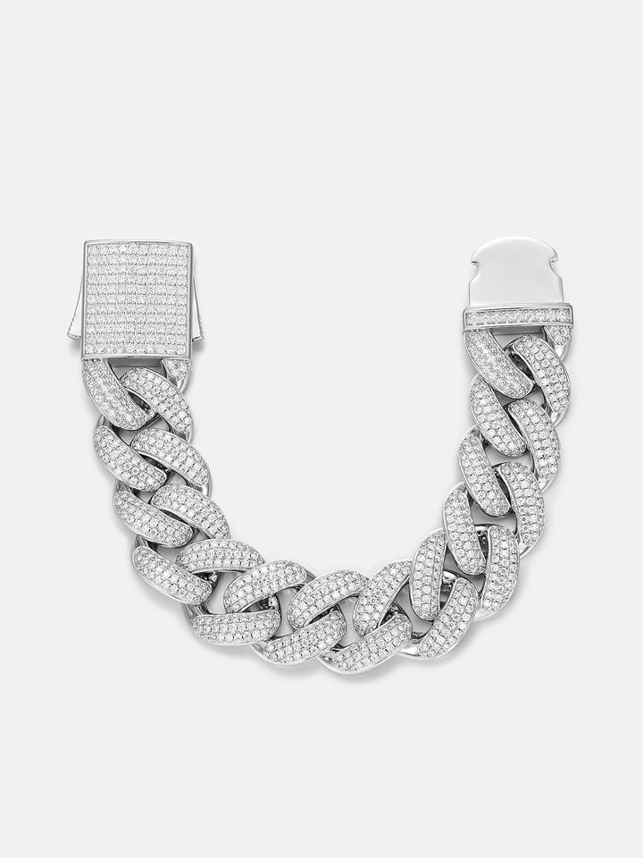 20mm Four Rows Moissanite Cuban Bracelet