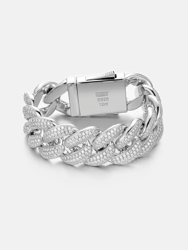 20mm Four Rows Moissanite Cuban Bracelet