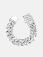 20mm Mixed Size Three Row Moissanite Cuban Bracelet