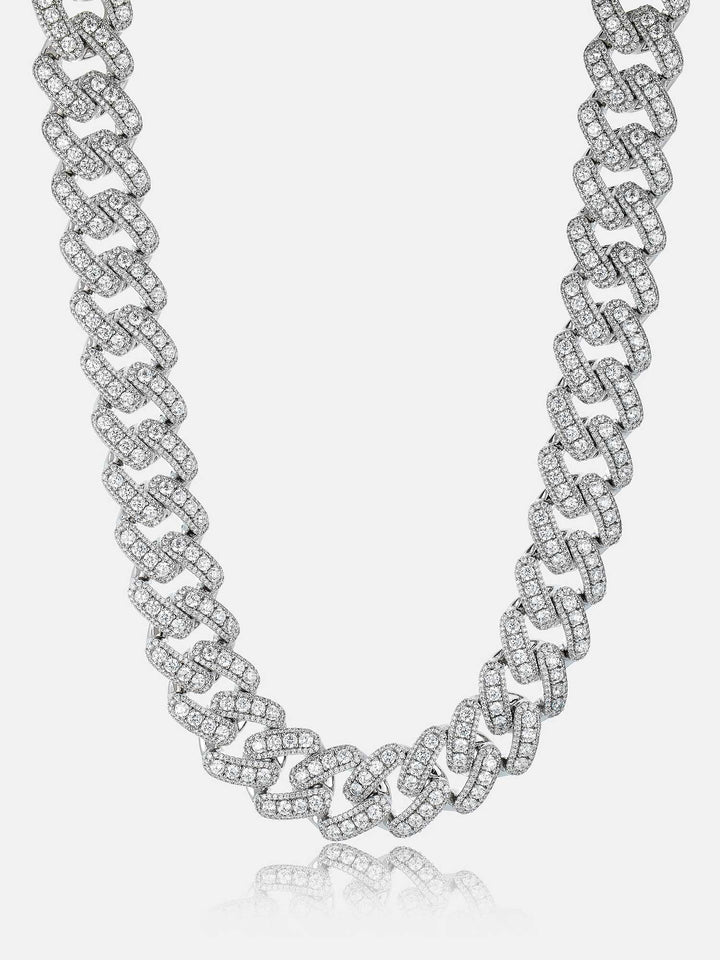 20mm Triple-Row Pave Moissanite Cuban Chain