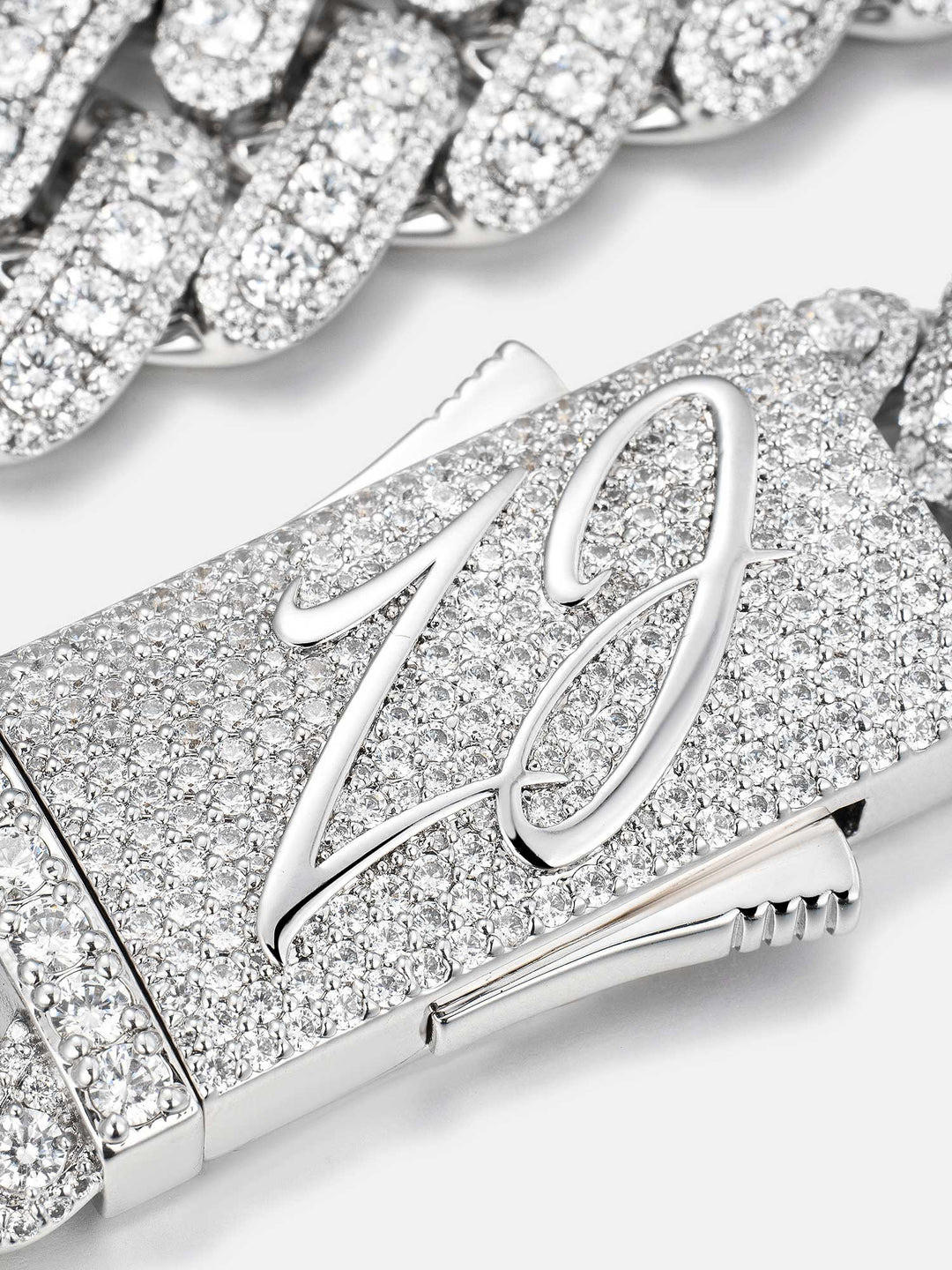 20mm Triple-Row Pave Moissanite Cuban Chain